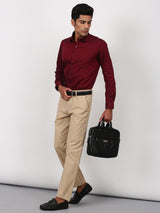 Maroon Solid Long Sleeve Formal Shirt