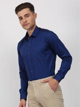 Navy Solid Long Sleeve Formal Shirt