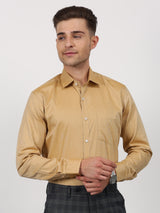 Beige Solid Long Sleeve Formal Shirt