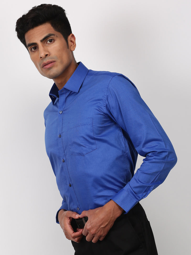 Blue Plain Long Sleeve Formal Shirt