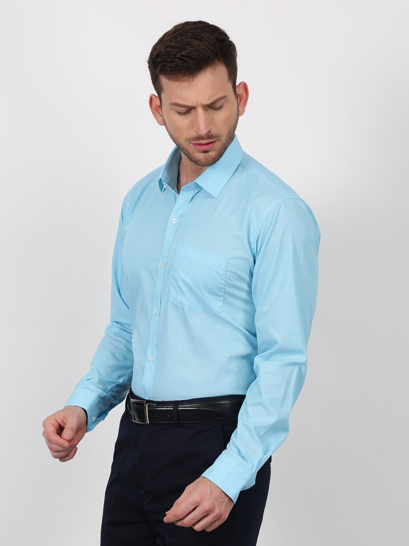Light Blue Plain Long Sleeve Formal Shirt