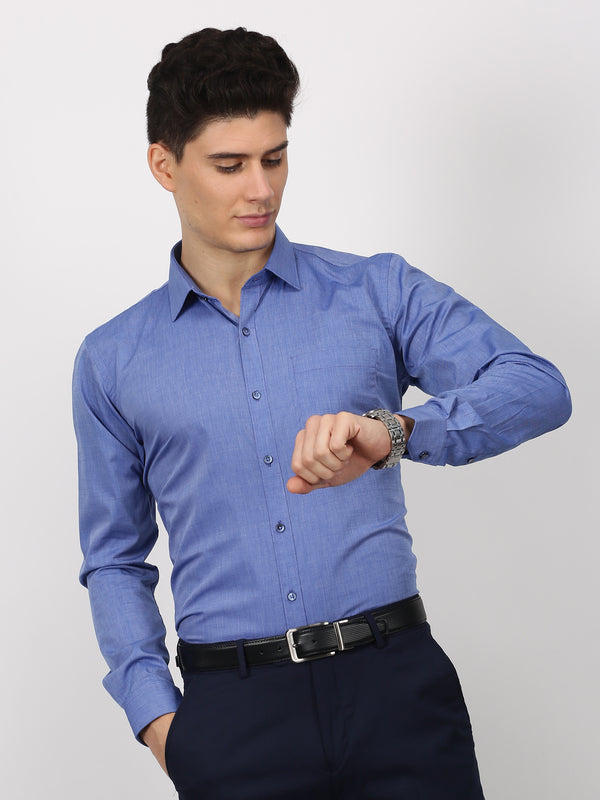 Blue Plain Long Sleeve Formal Shirt
