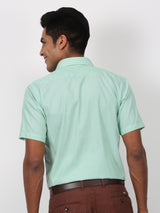 Green Solid Short Sleeve Formal Shirt