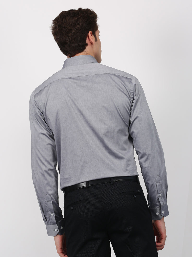 Grey Solid Long Sleeve Formal Shirt