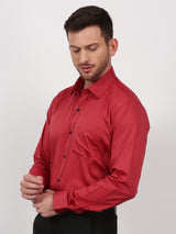 Red Solid Long Sleeve Formal Shirt