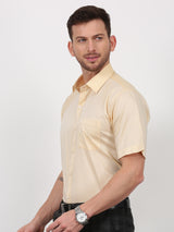 Yellow Solid Short Sleeve Formal Shirt