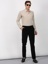 Khaki Solid Long Sleeve Formal Shirt