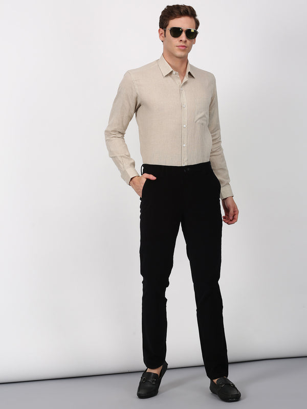 Khaki Plain Long Sleeve Formal Shirt
