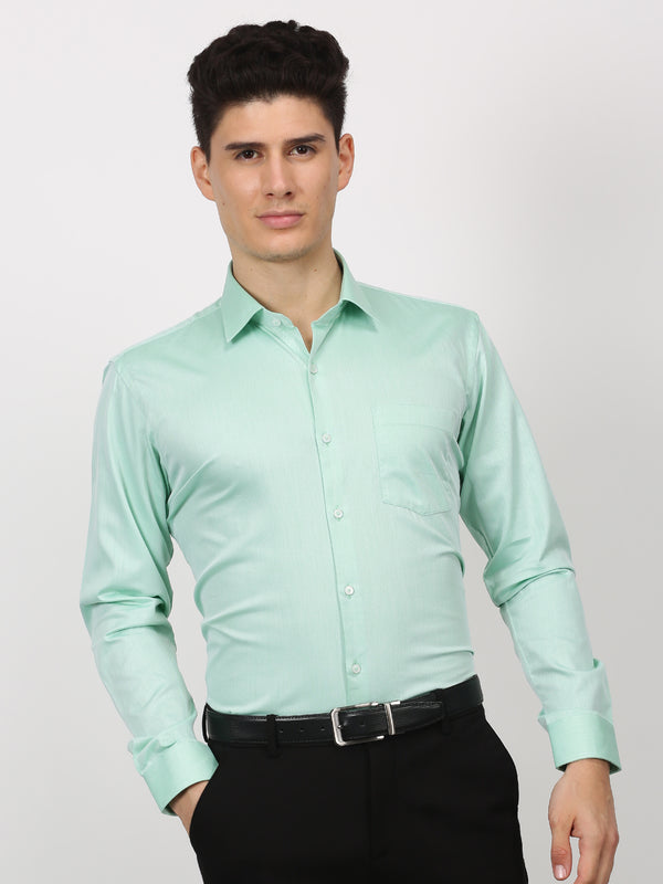Green Solid Long Sleeve Formal Shirt