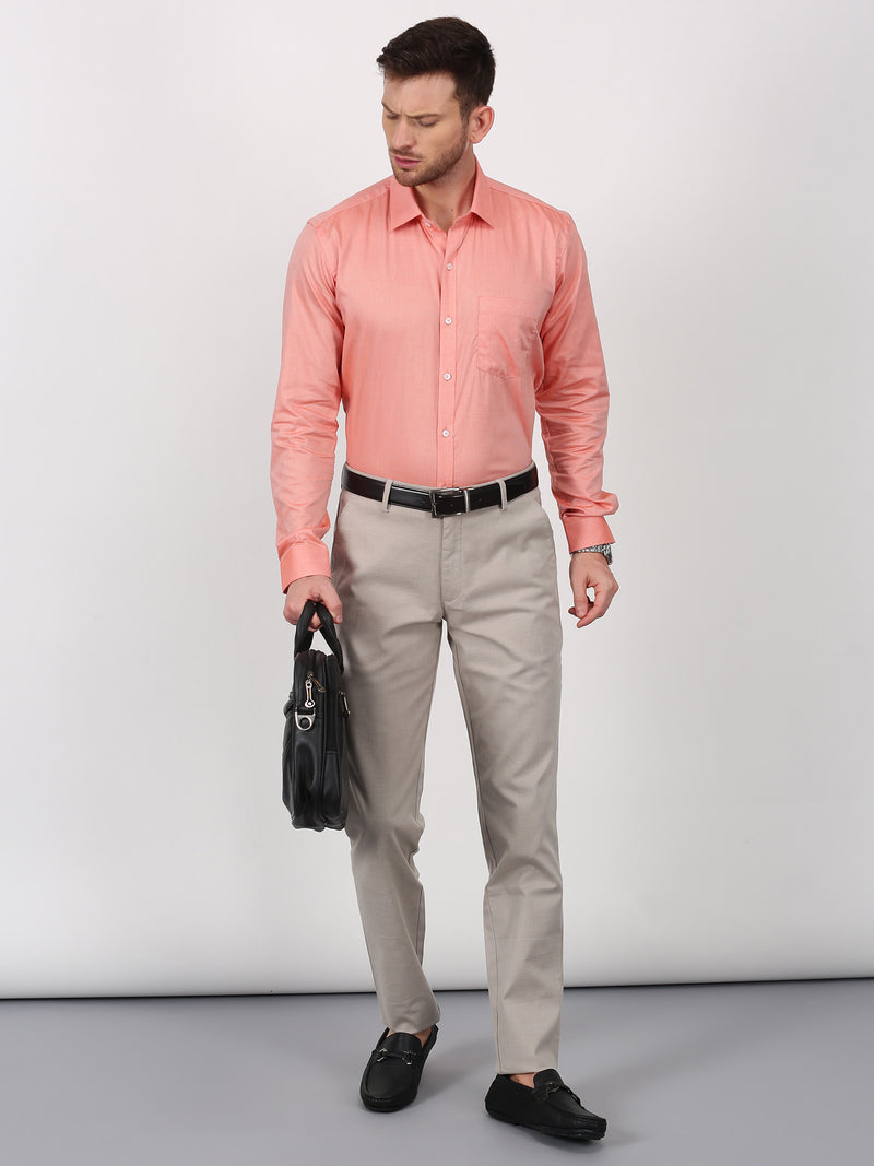 Orange Solid Long Sleeve Formal Shirt