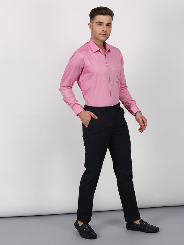 Pink Solid Long Sleeve Formal Shirt