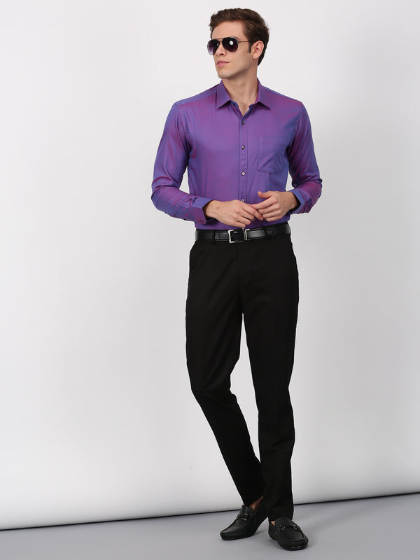 Purple Plain Long Sleeve Formal Shirt