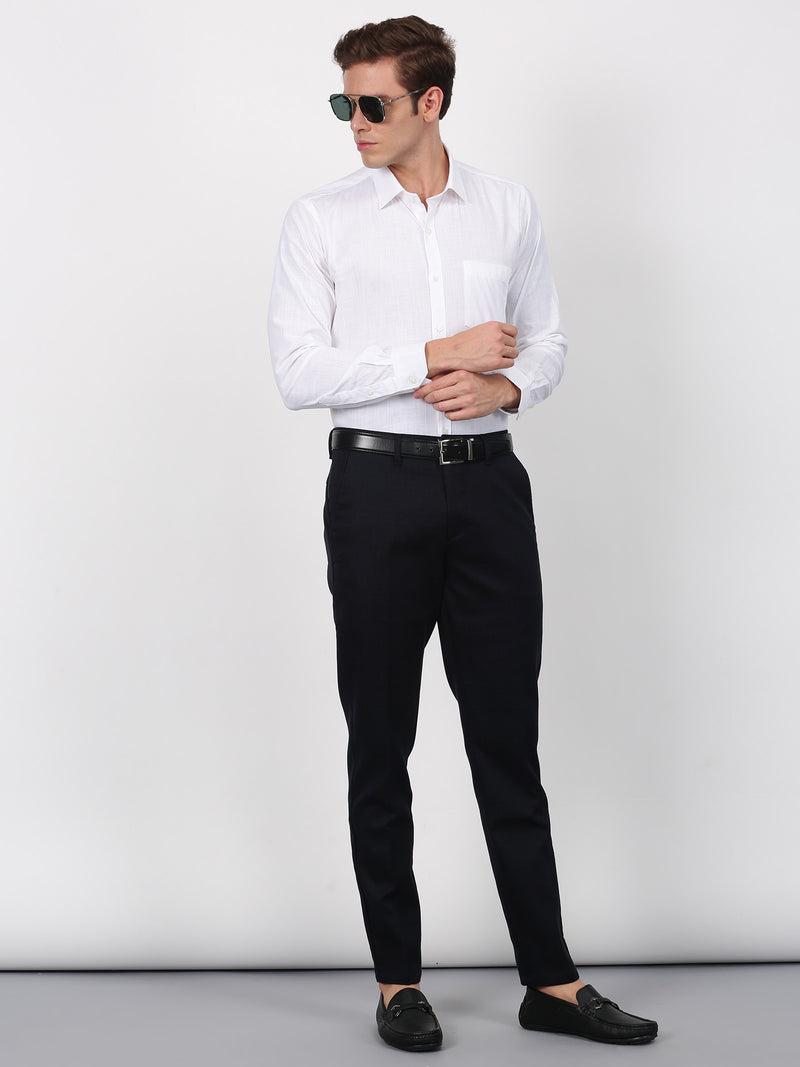 White Solid Long Sleeve Formal Shirt