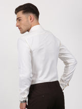 Cream Solid Long Sleeve Formal Shirt
