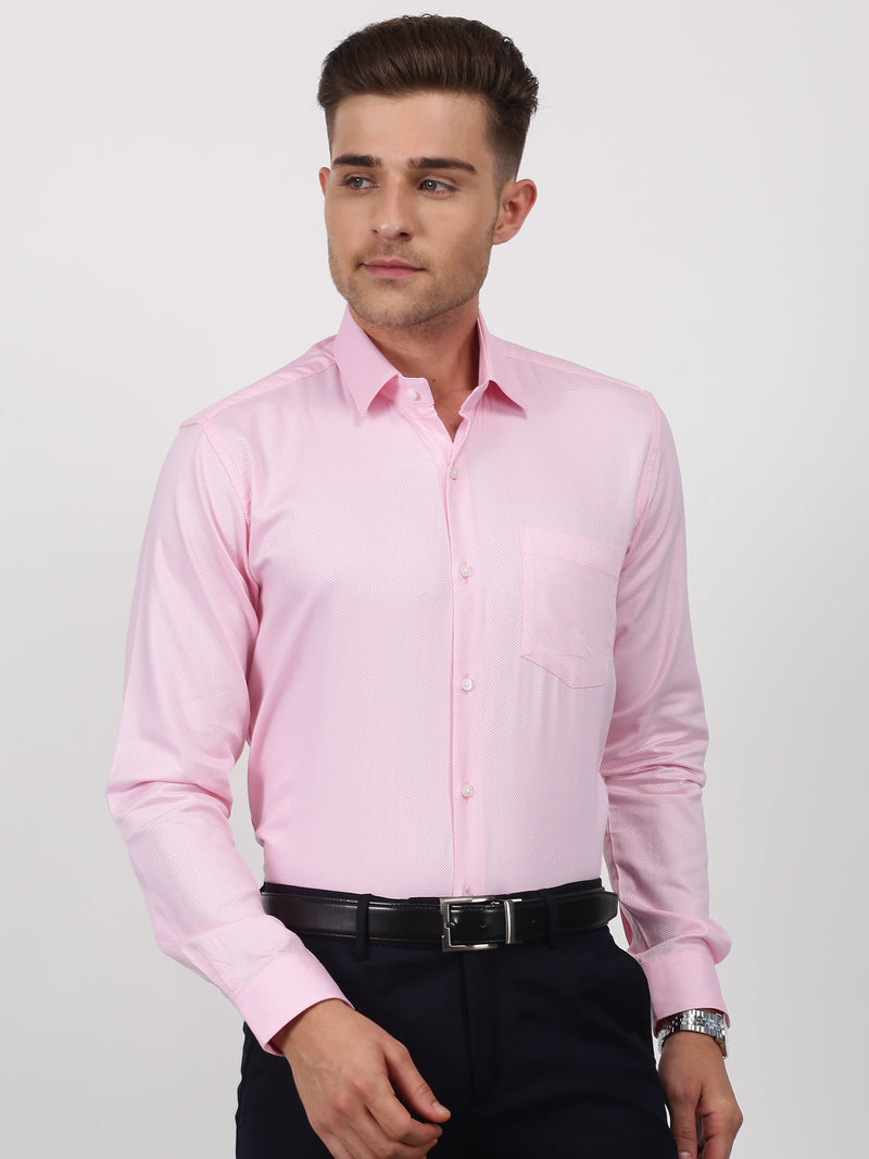 Pink Solid Long Sleeve Formal Shirt