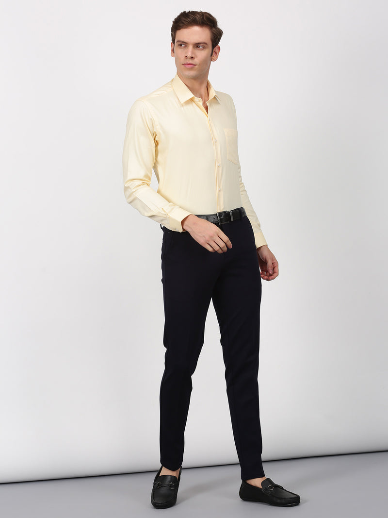 Yellow Solid Long Sleeve Formal Shirt