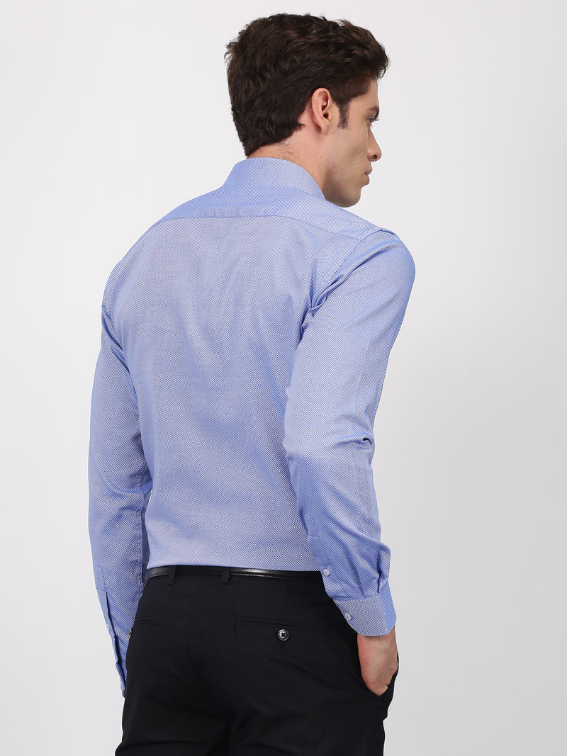 Royal Blue Solid Long Sleeve Formal Shirt