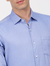 Royal Blue Solid Long Sleeve Formal Shirt