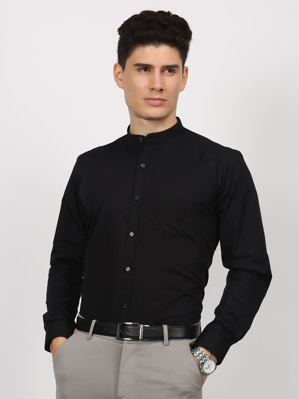 Black Plain Long Sleeve Formal Shirt