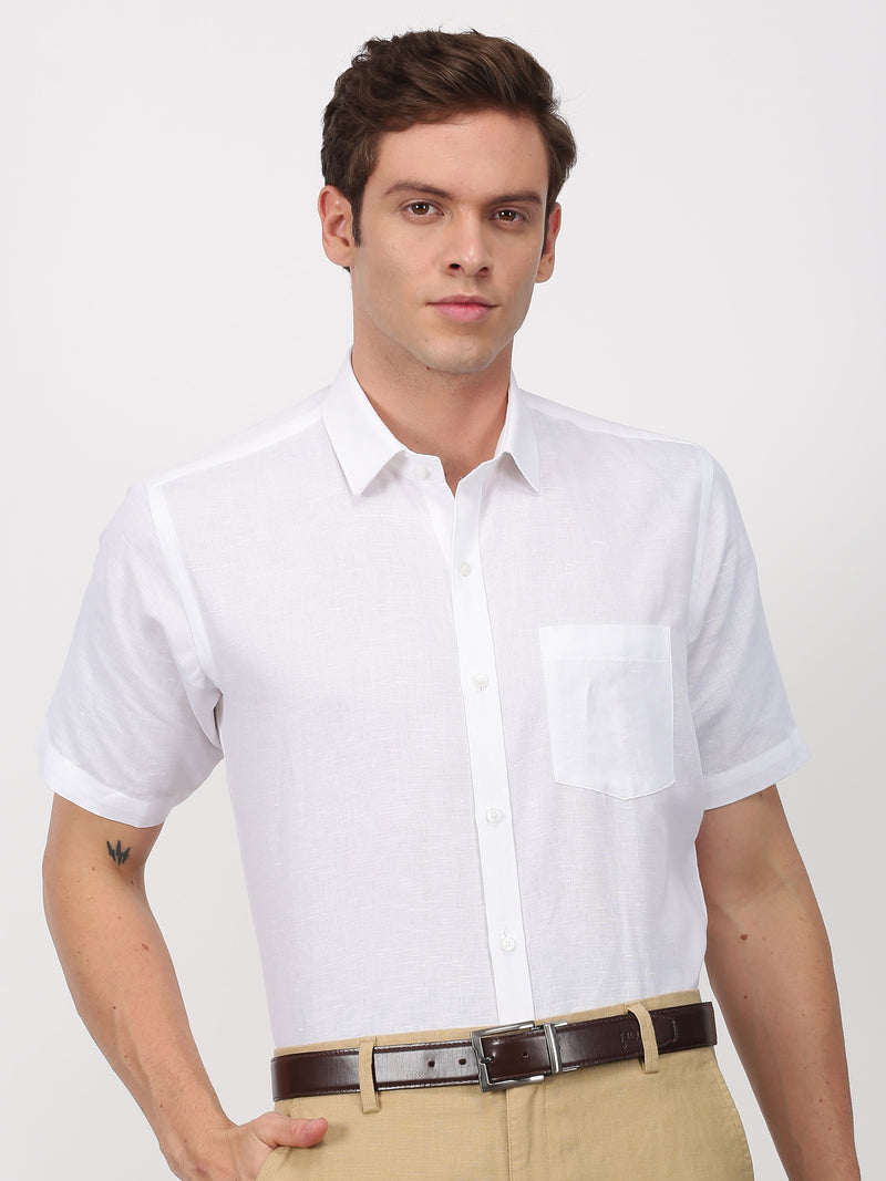 White Plain Short Sleeve Formal Shirt