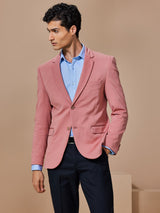 Pink 4-Way Stretch Textured Blazer