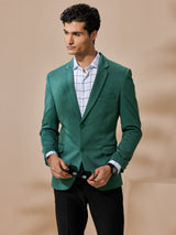 Green 4-Way Stretch Textured Blazer