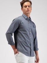 Grey Stretch Plain Street Wear Shirt