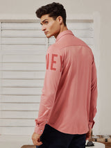 Pink Tencel Chest Print Shirt