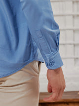 Blue Stretch Denim Plain Shirt