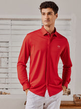 Red Knitted Stretch Urban Shirt