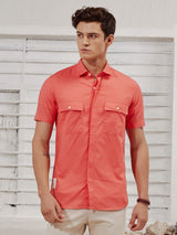 Red Back Print Resort Shirt
