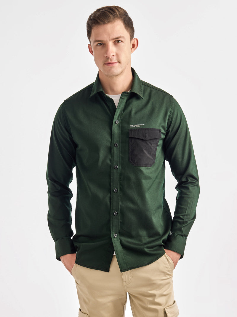 Green Solid Urban Shirt