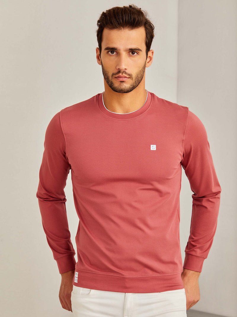 Coral Solid 4-Way Stretch Sweatshirt