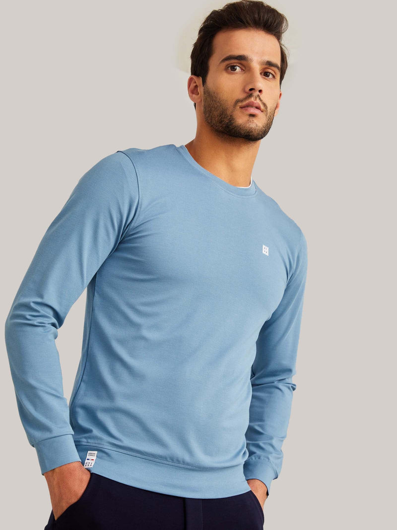 Blue Solid 4-Way Stretch Sweatshirt