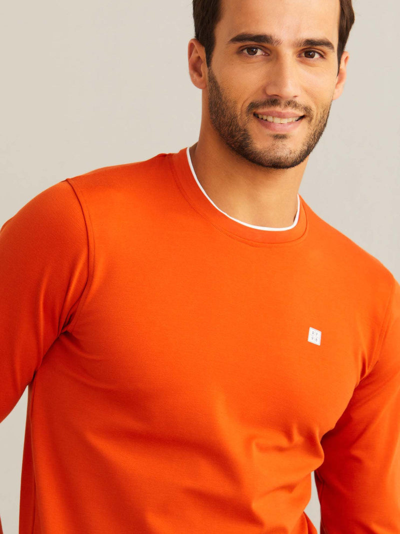Orange Plain 4-Way Stretch Sweatshirt