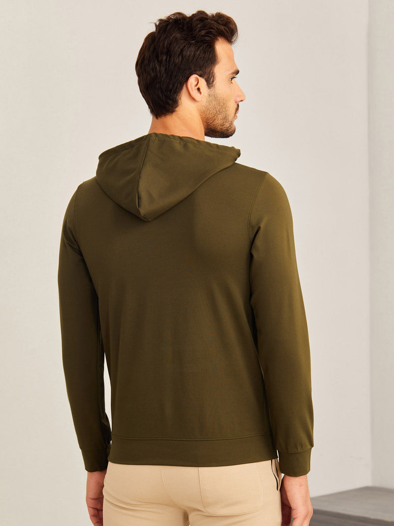 Olive 4-Way Stretch Hooded Sweatshirt