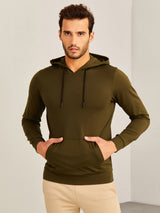 Olive 4-Way Stretch Hooded Sweatshirt
