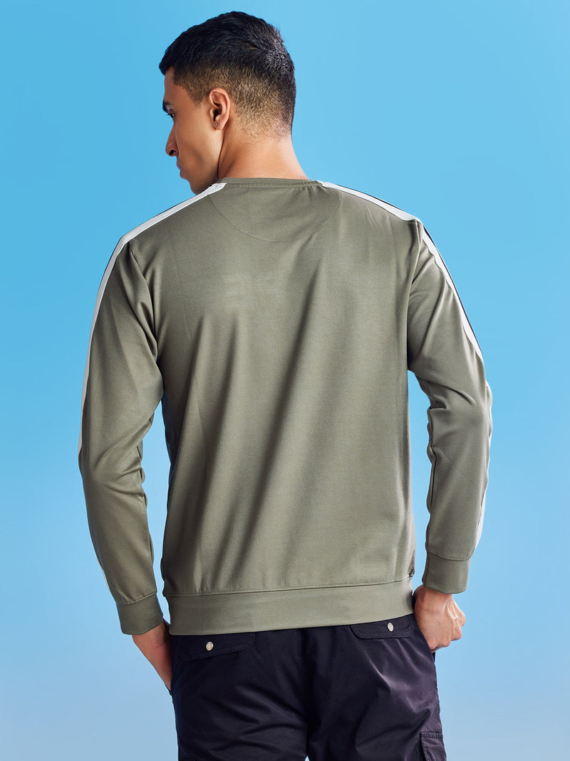 Green Chest Print 4-Way Stretch Sweatshirt
