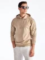Beige Printed Hooded Sweatshirt