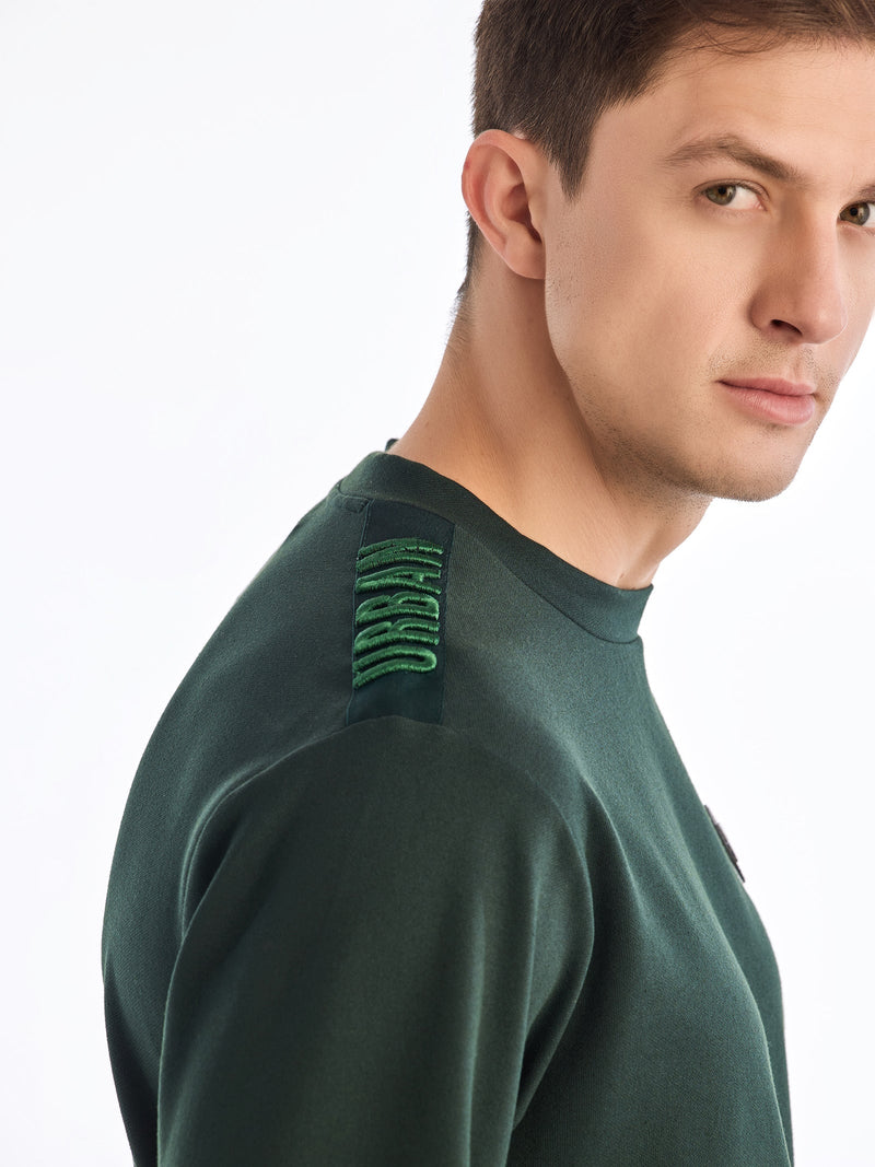 Green Solid Relax Sweatshirt