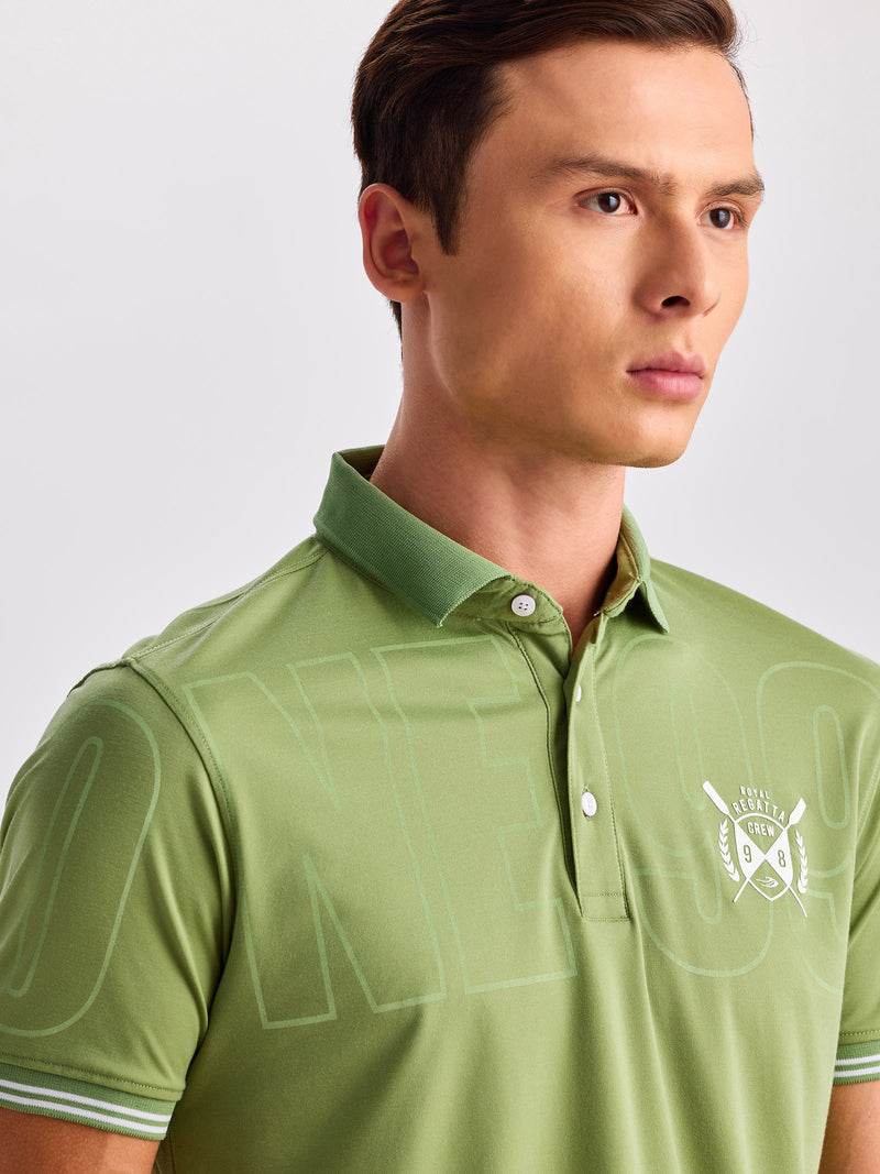 Green Chest Print Polo T-Shirt