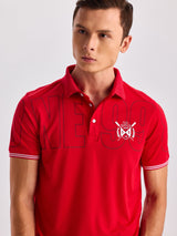 Red Chest Print Polo T-Shirt