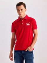 Red Chest Print Polo T-Shirt