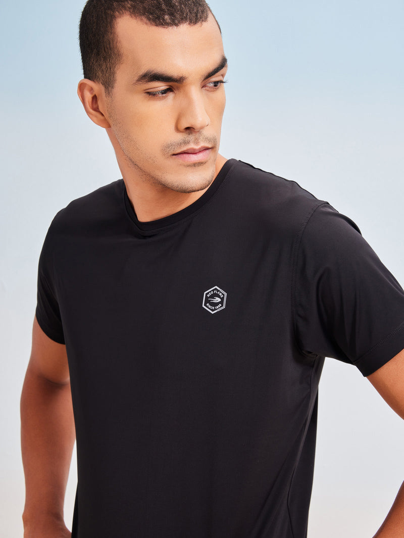 Black Solid Stretch T-Shirt
