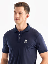 Navy Chest Print Polo T-Shirt