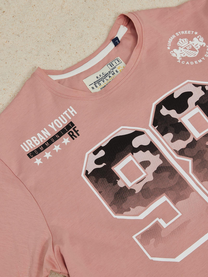 Pink Chest Print T-Shirt