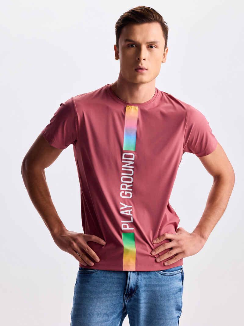 Pink Printed Straight T-Shirt