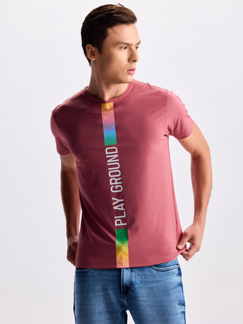 Pink Printed Straight T-Shirt