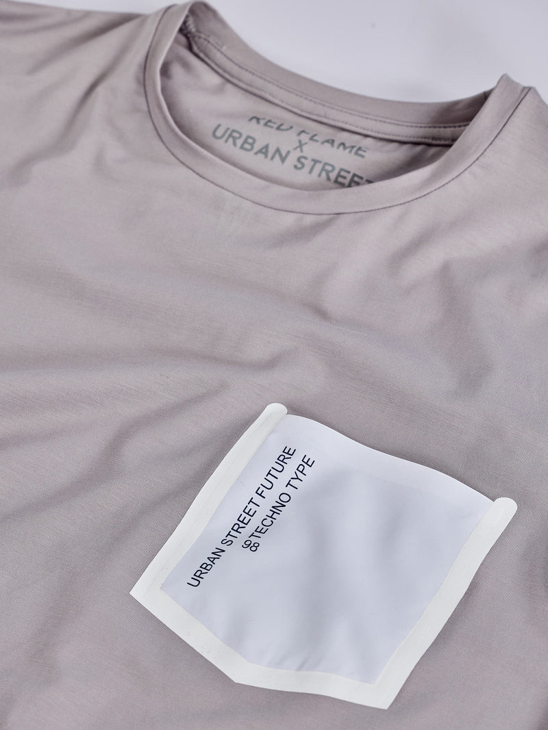 Grey Chest Print Stretch Urban T-Shirt