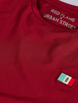 Maroon Chest Print Stretch Urban T-Shirt